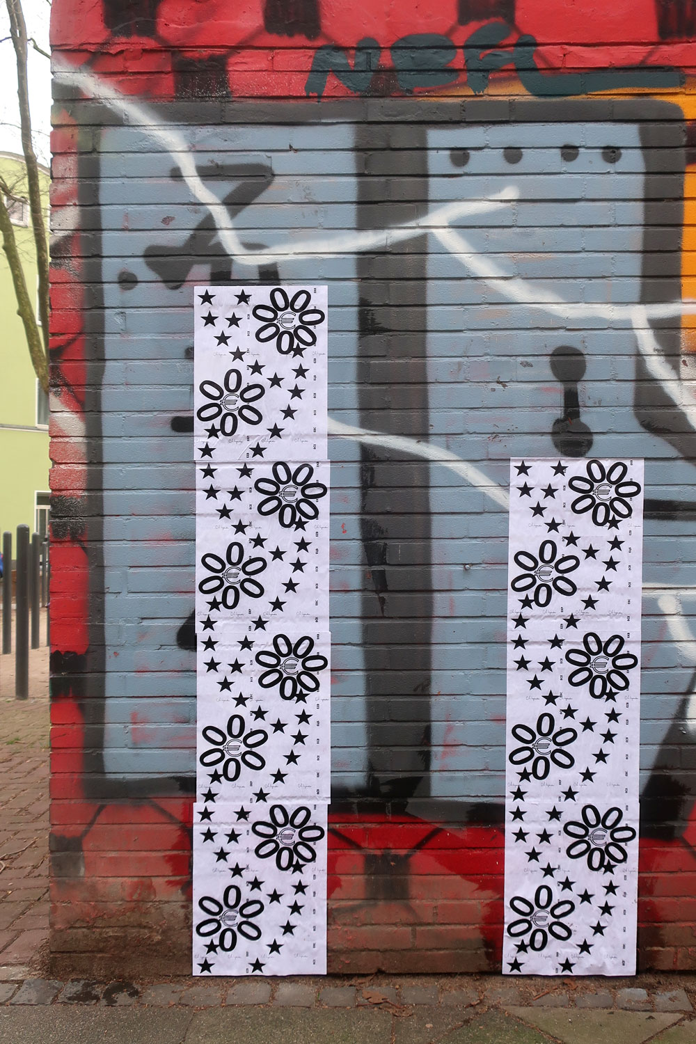 Claude Closky, ‘0 Euro,’ 2023, Bloom, Düsseldorf. Wallpaper, outdoor wall collage, giveaway prints, digital printing on A3 80g paper, variable dimensions. 